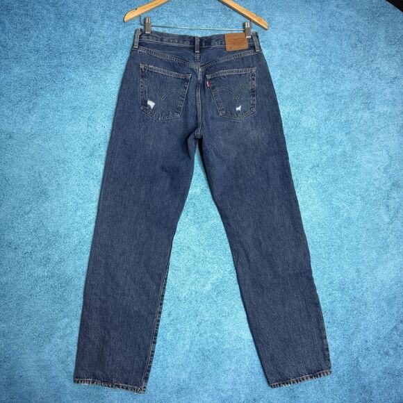 Women's Levi's 501 Premium Button Fly Jeans Distressed 28X32 Blue Fits 30x30.5 - Picture 10 of 16